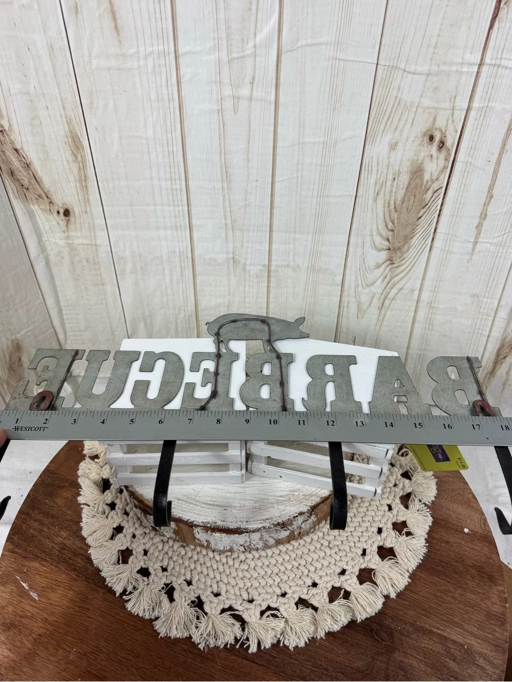 BARBECUE Metal Wall Hook Rack in Gray